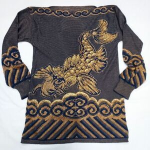 Vintage 80s Chelsea Collection Rayon Blend Knit Fish Sweater S